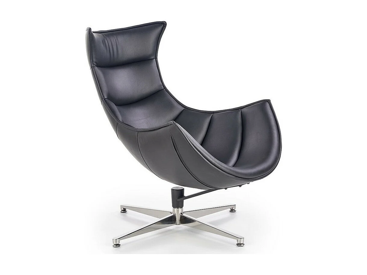 Poltrona girevole Oliver design nero con base in acciaio inox