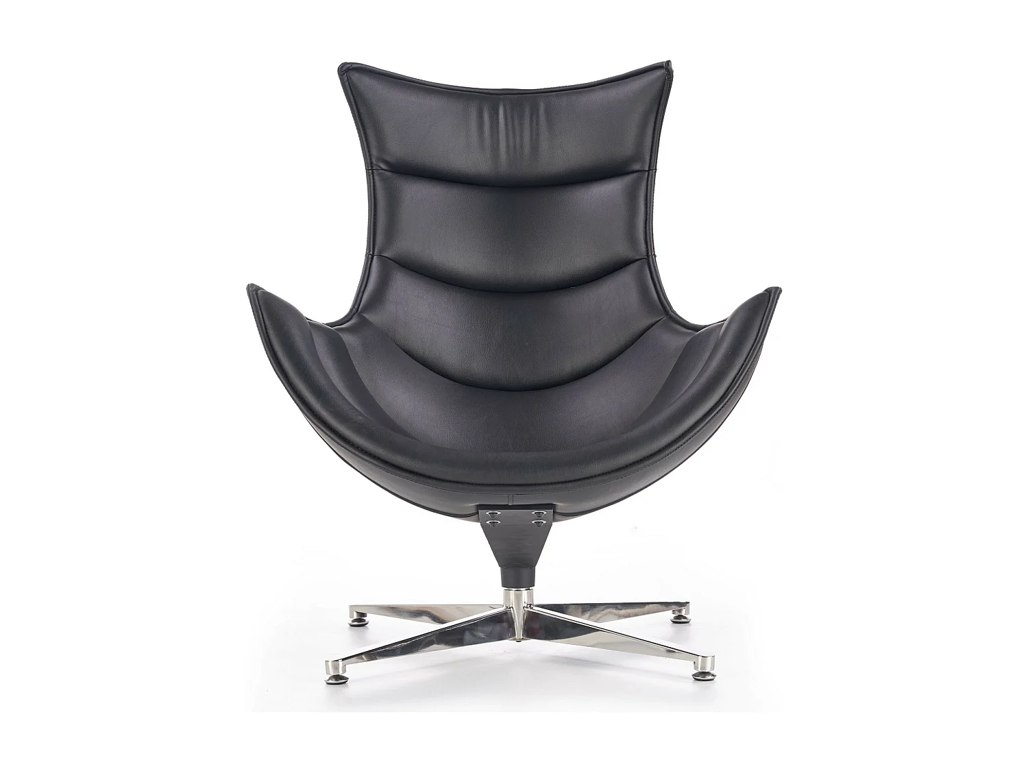 Poltrona girevole Oliver design nero con base in acciaio inox