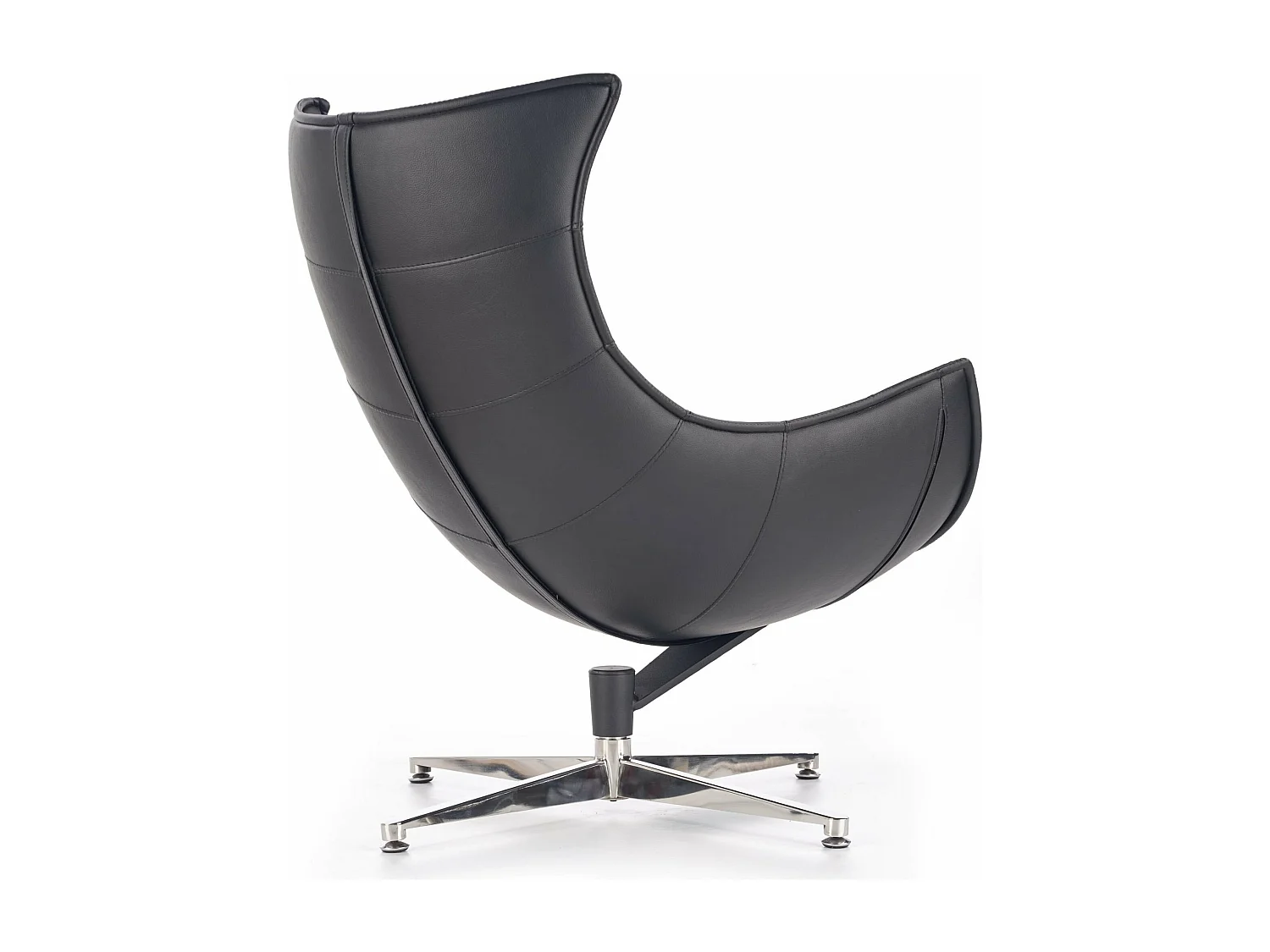 Poltrona girevole Oliver design nero con base in acciaio inox