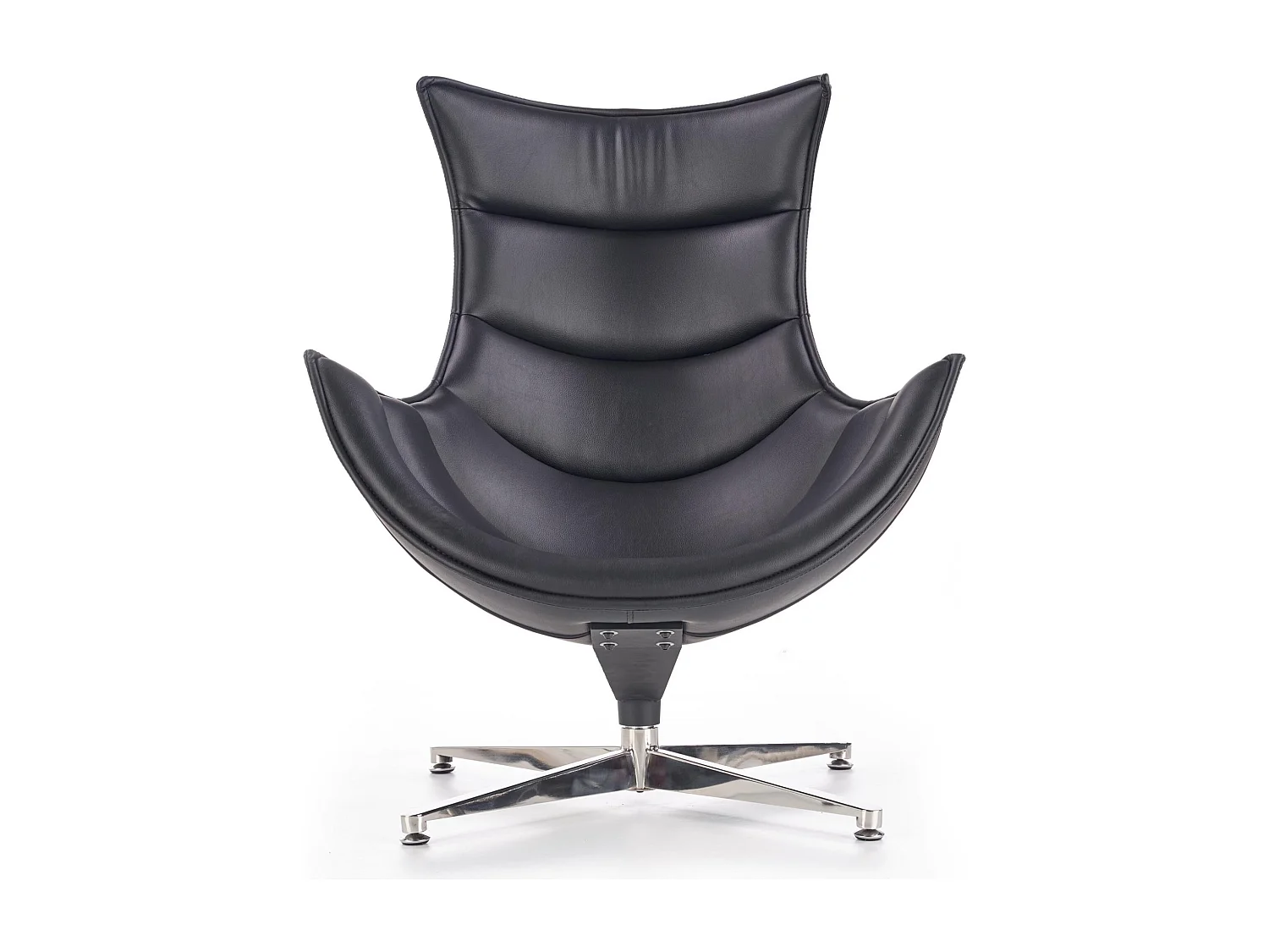 Sillón giratorio de diseño Oliver negro con base de acero inoxidable