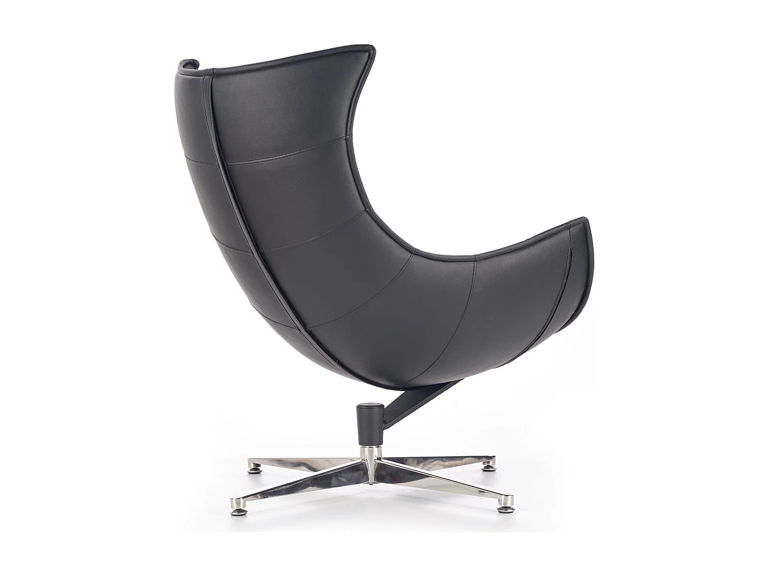 Sillón giratorio de diseño Oliver negro con base de acero inoxidable