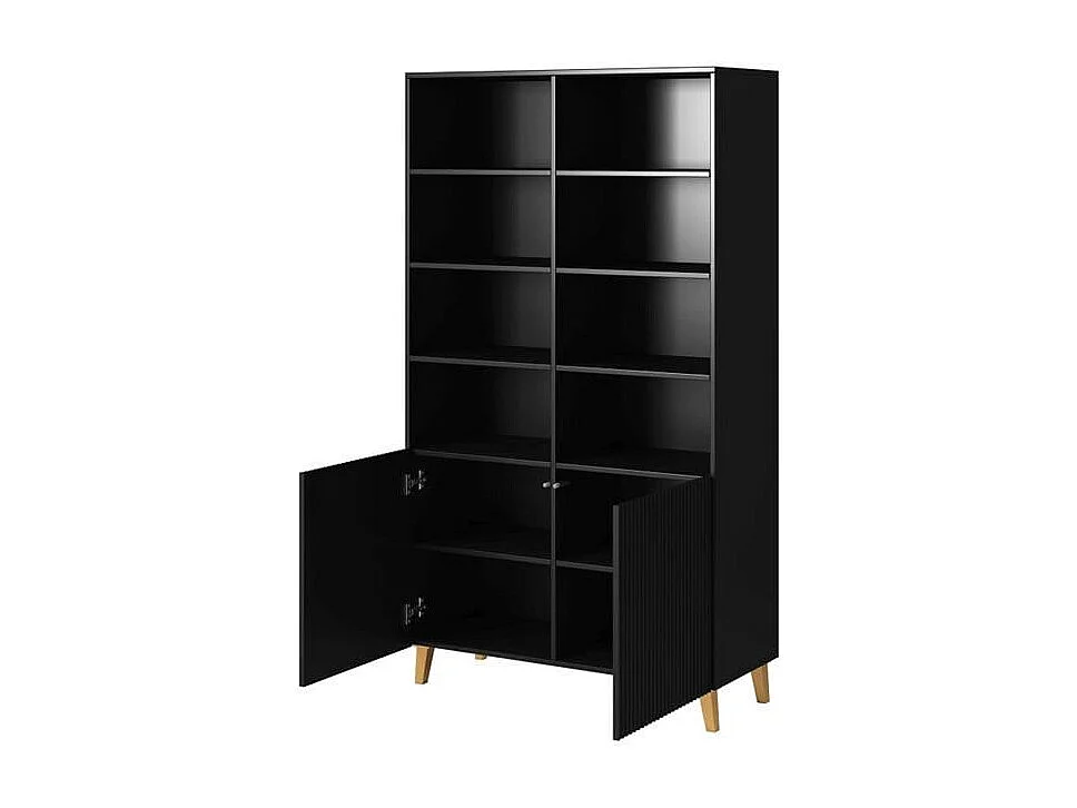 Armoire design noir mat 176 x 100cm Gustave - 4 portes supplémentaires