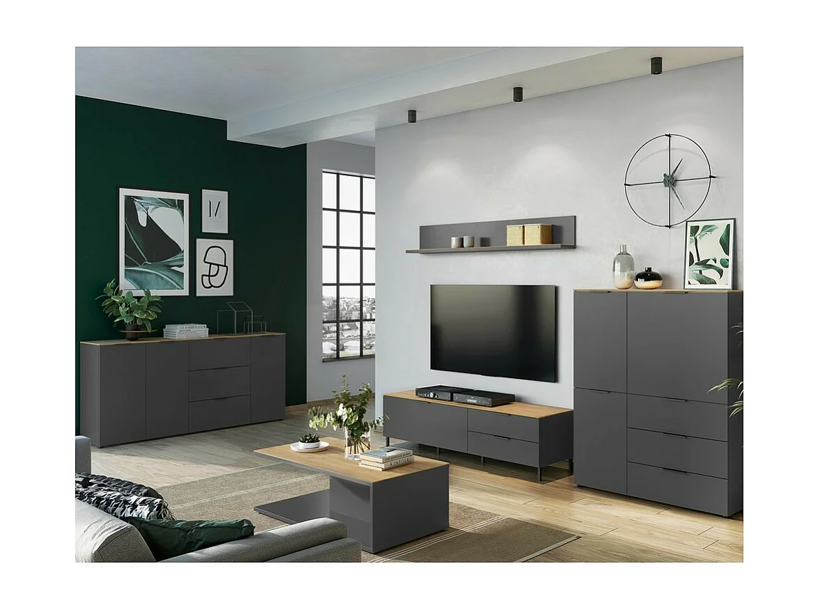 Etagère murale gris anthracite et bois Costal