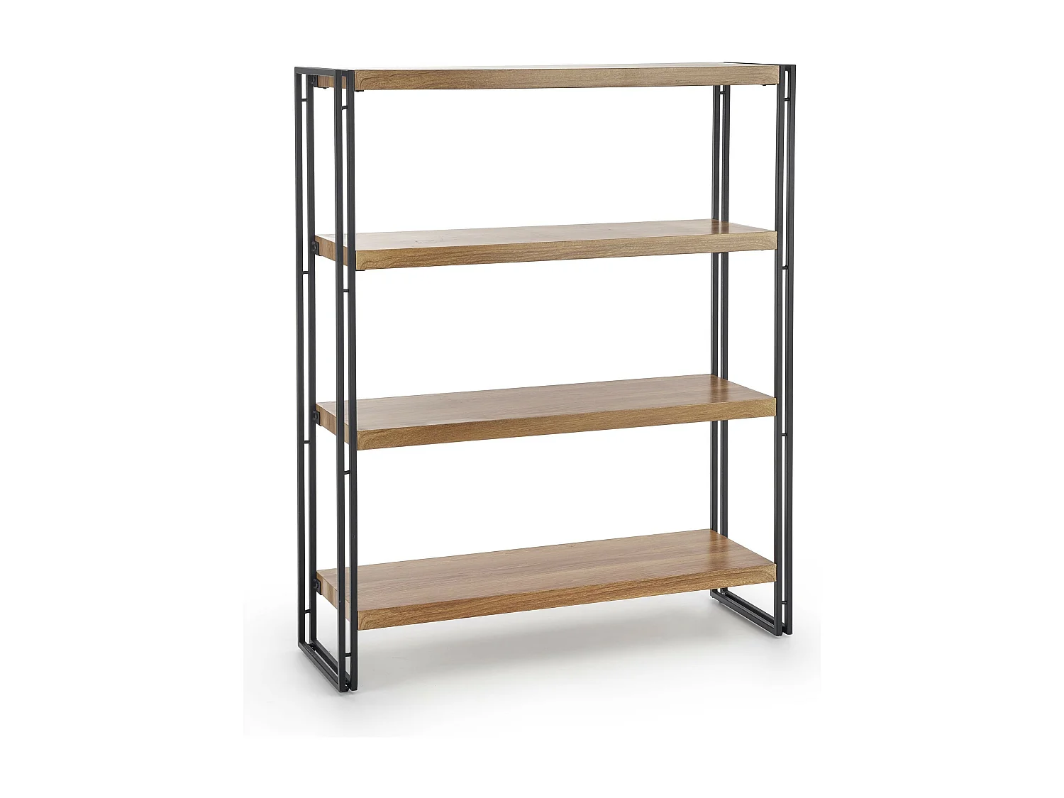 Libreria 100x120 cm stile rovere dorato e acciaio nero Aqua