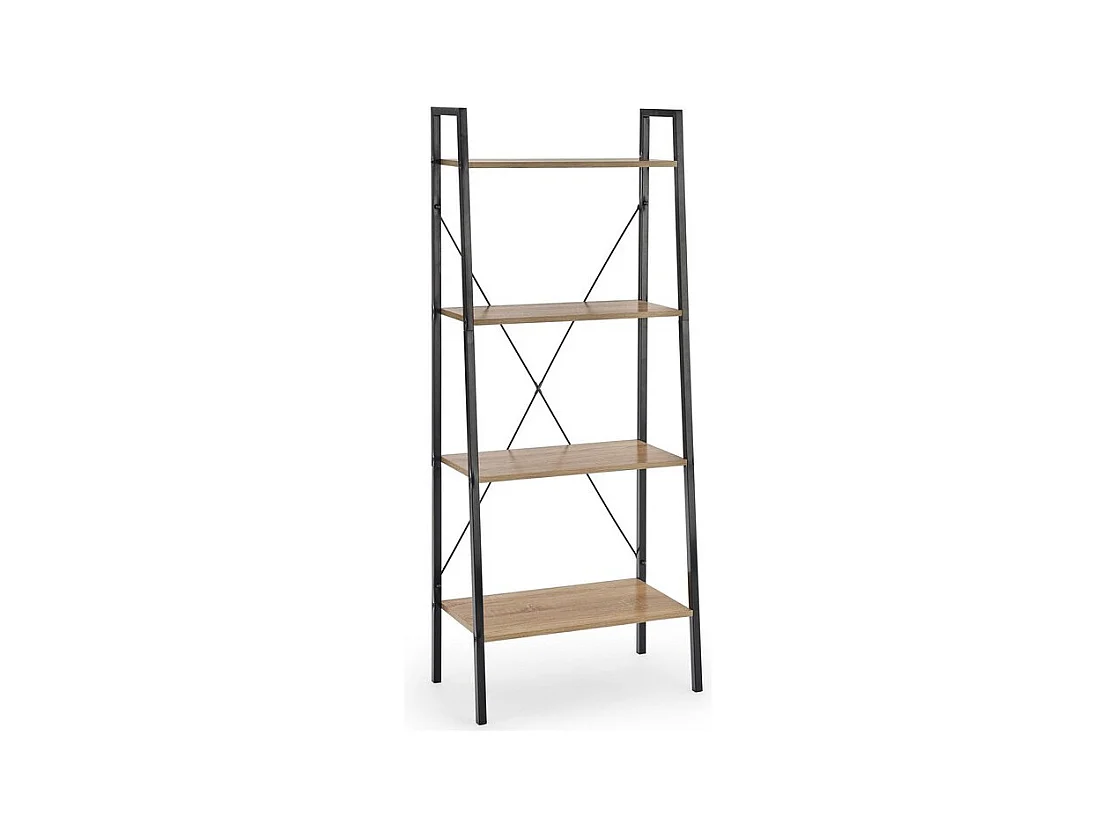 Etagère - échelle design 60 x 148 cm style chêne et acier noir Loggia