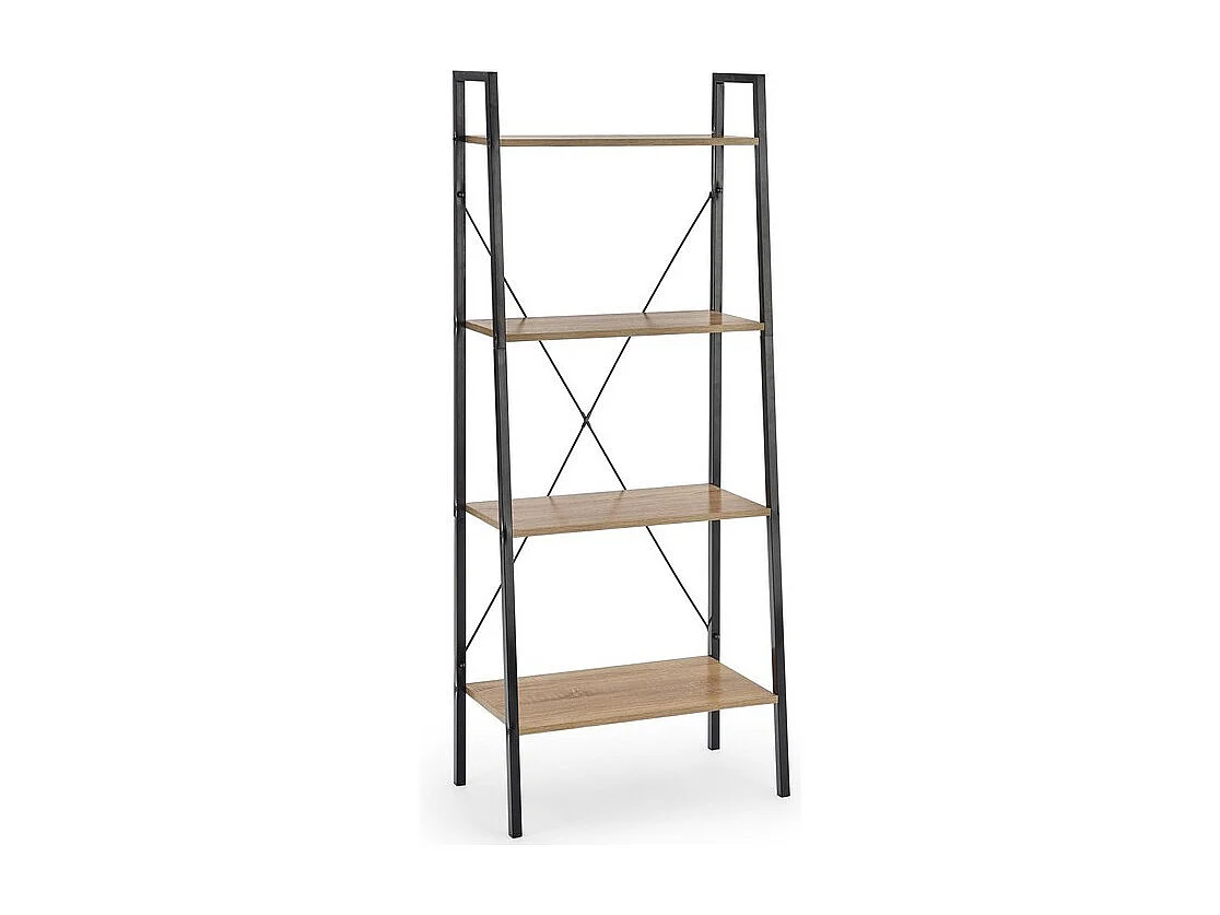 Mensola - Scala di design 60 x 148 cm stile Loggia in rovere e acciaio nero