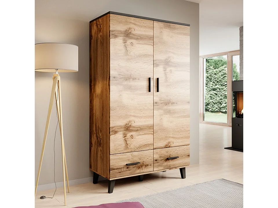 Armadio Colin in rovere e nero opaco 110x190cm