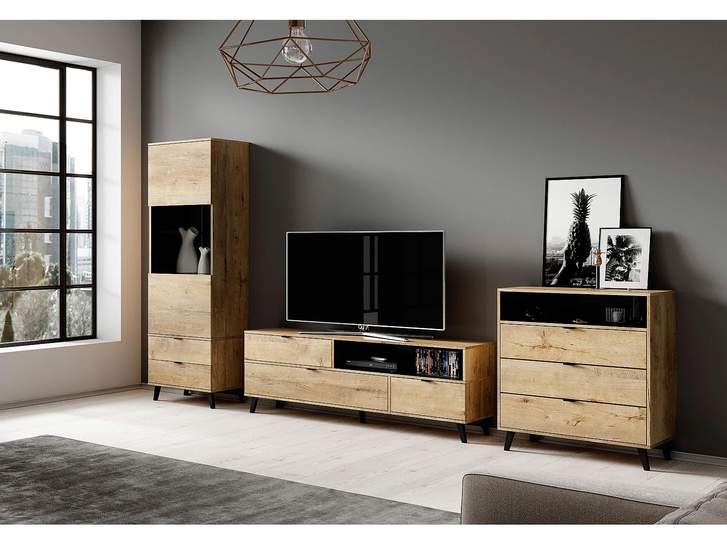 Armoire haute style chêne 60x192cm Rust