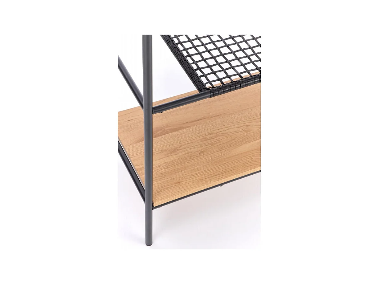 Etagère 4 niveaux en métal noir et aspect chêne doré FOLD
