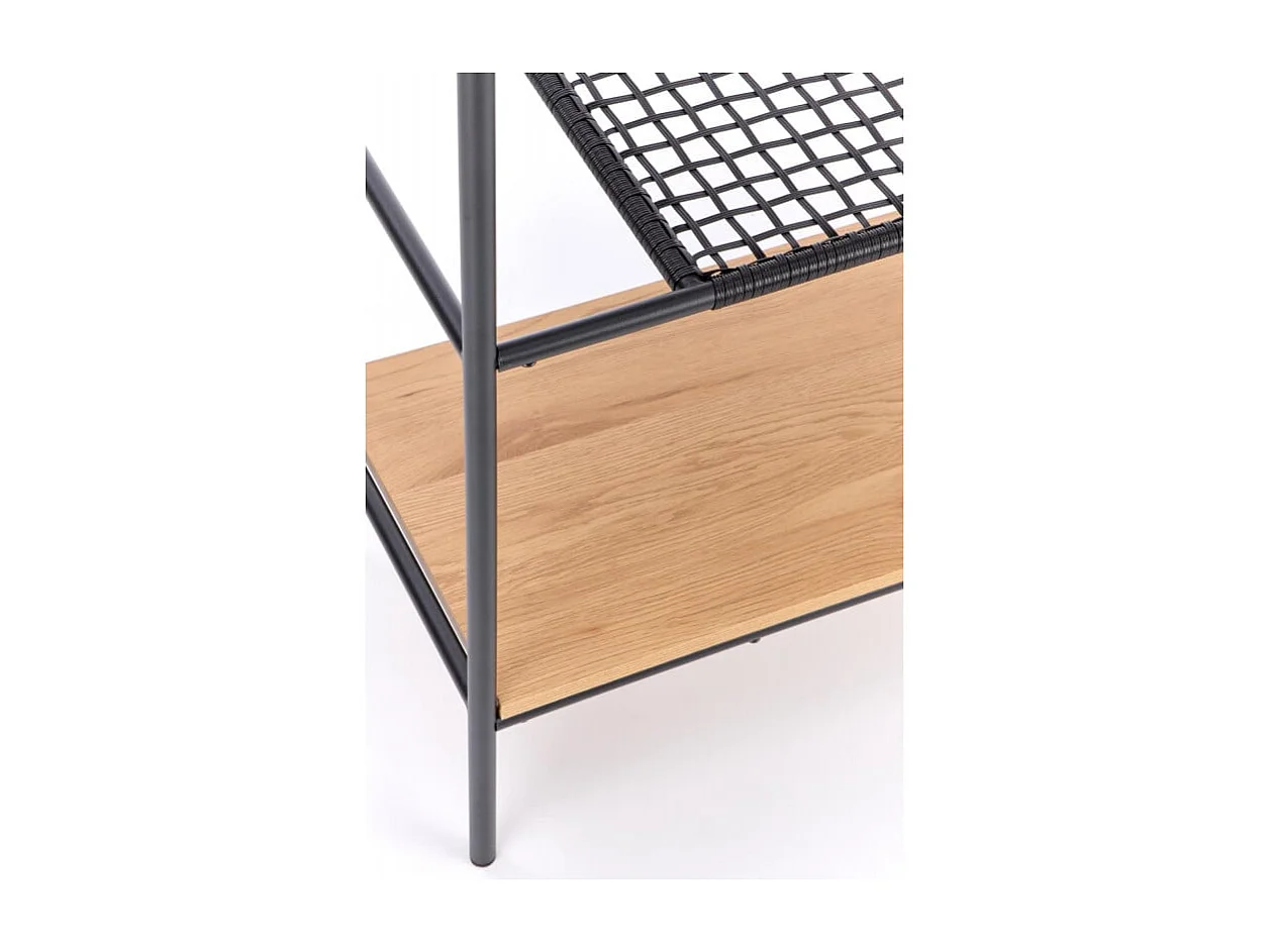 Etagère 4 niveaux en métal noir et aspect chêne doré FOLD