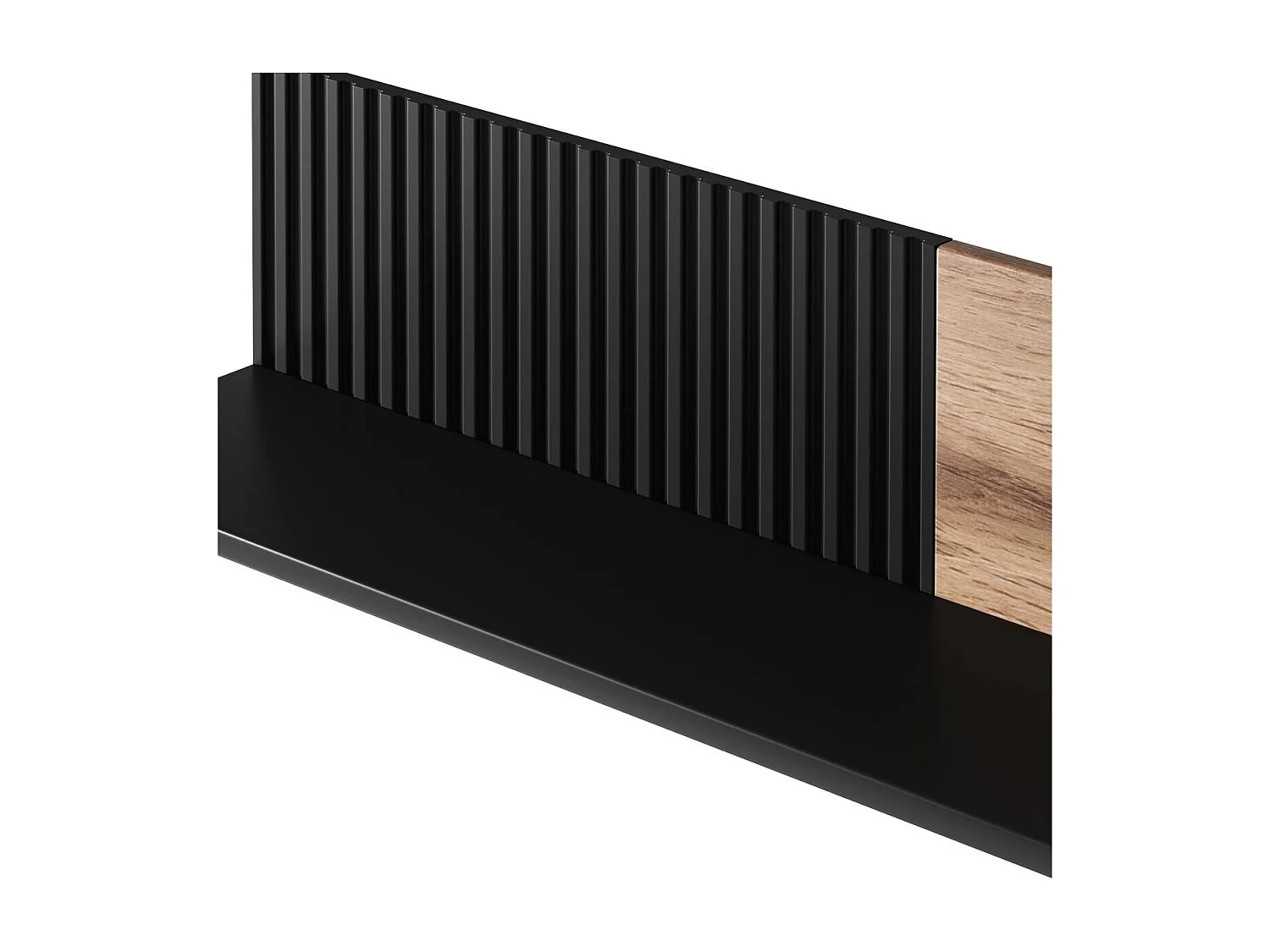 Étagère murale contemporaine aspect chêne wotan et noire 150 cm PUMP