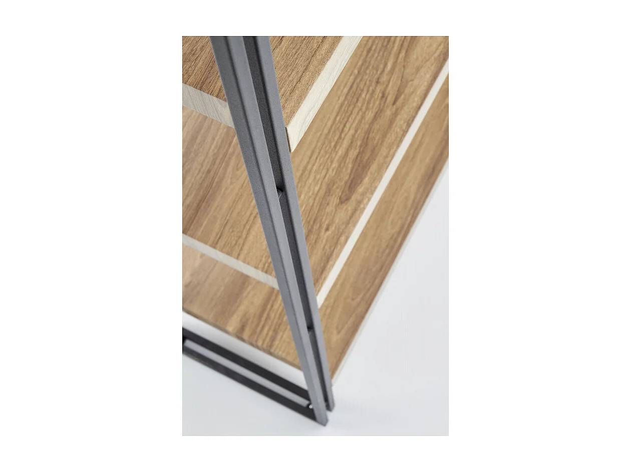 Libreria 100x155 cm stile rovere dorato e acciaio nero Aqua