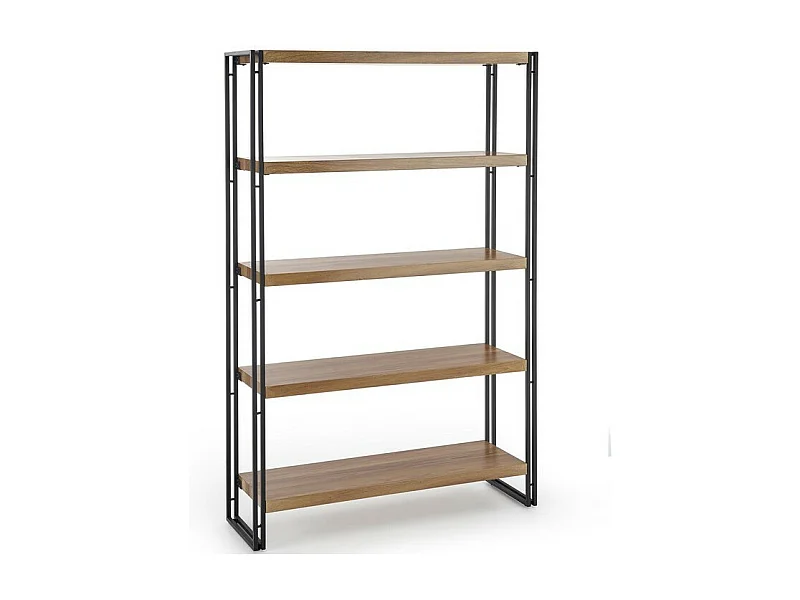 Bibliothèque 100x155 cm style chêne doré et acier noir Aqua