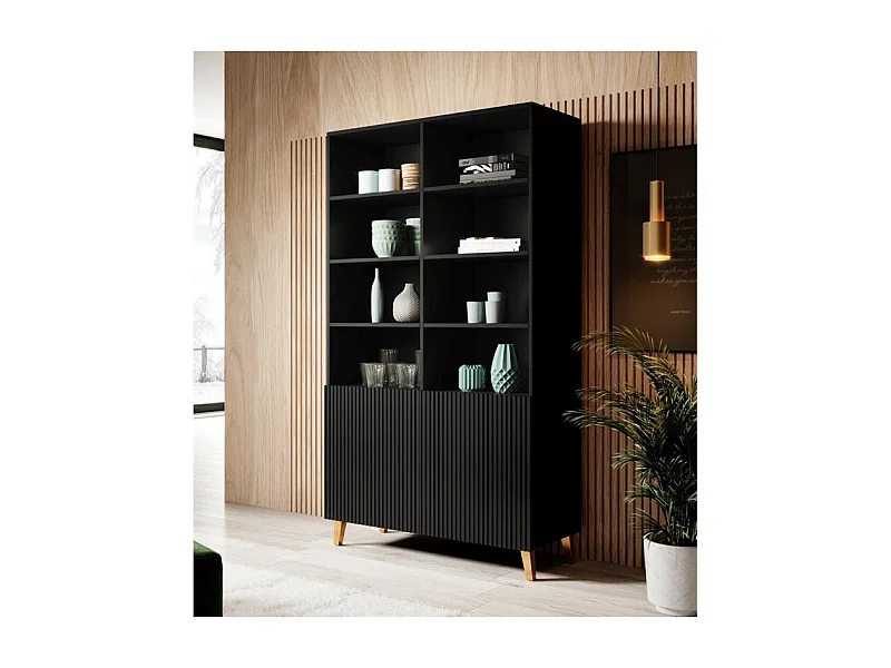 Armadio di design Gustave 176 x 100 cm nero opaco - 2 ante supplementari