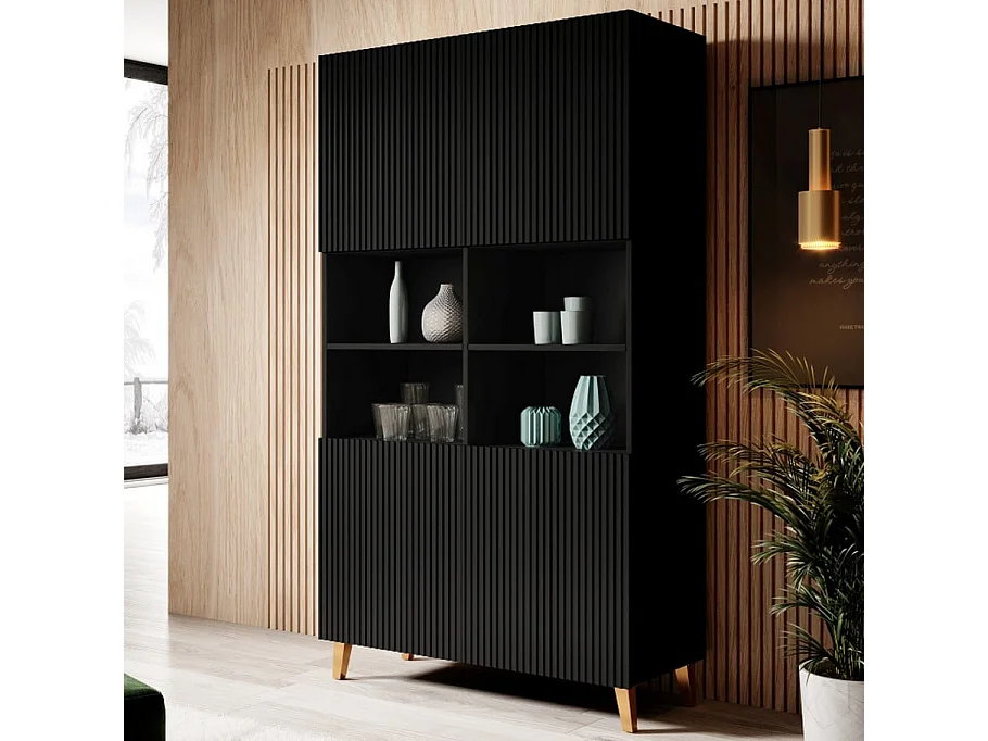 Armoire design noir mat 176 x 100cm Gustave - 2 portes supplémentaires