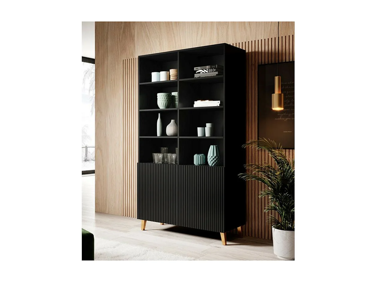 Armario de diseño Gustave 176 x 100cm negro mate - 2 puertas extra
