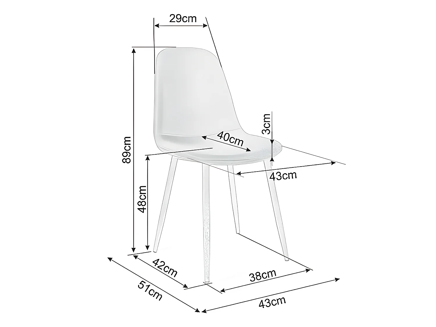 Chaise design métal noir et tissu bleu Vang