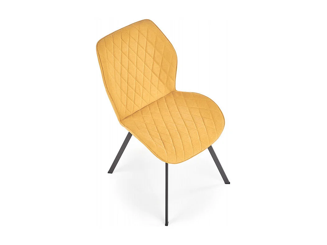 Sedia da pranzo in tessuto giallo senape con gambe in acciaio nero Pilot