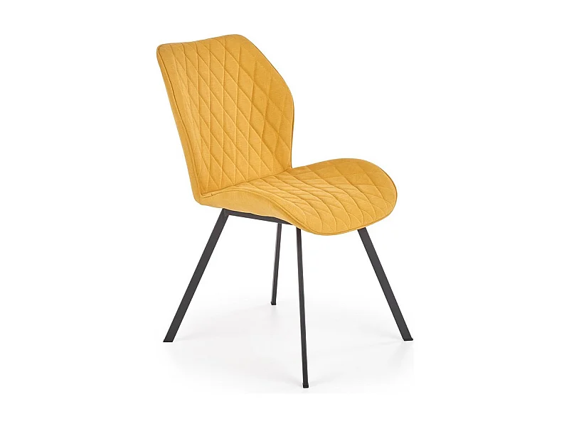Silla de comedor en tejido amarillo mostaza con patas de acero negro Pilot
