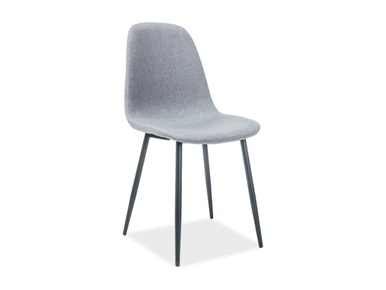 Sedia di design Vang in metallo nero e tessuto grigio chiaro