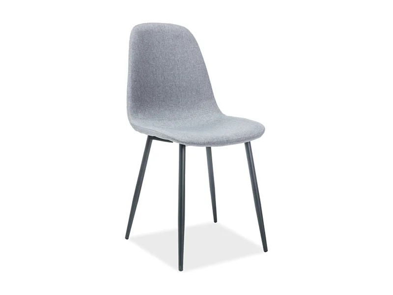 Sedia di design Vang in metallo nero e tessuto grigio chiaro