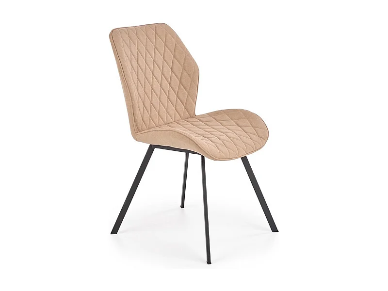 Silla de comedor de tela beige con patas de acero negro Pilot