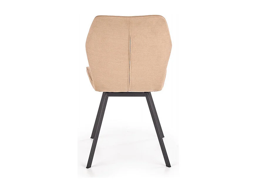 Chaise de salle à manger en tissu beige avec pieds en acier noir Pilot