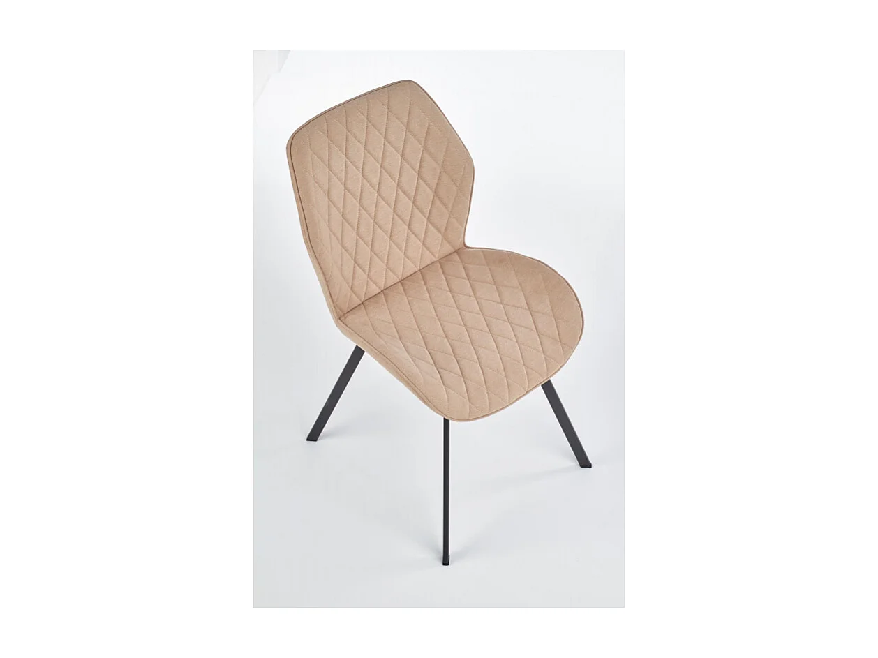 Chaise de salle à manger en tissu beige avec pieds en acier noir Pilot