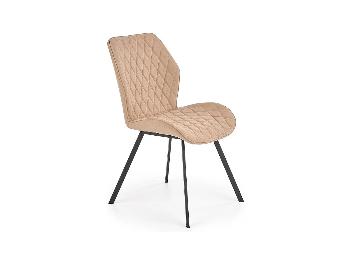 Silla de comedor de tela beige con patas de acero negro Pilot