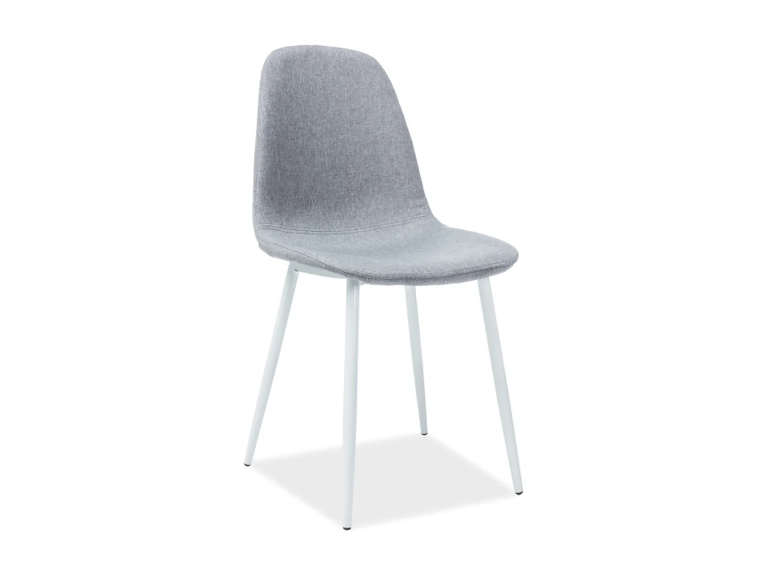 Silla de diseño Vang de metal blanco y tela gris claro