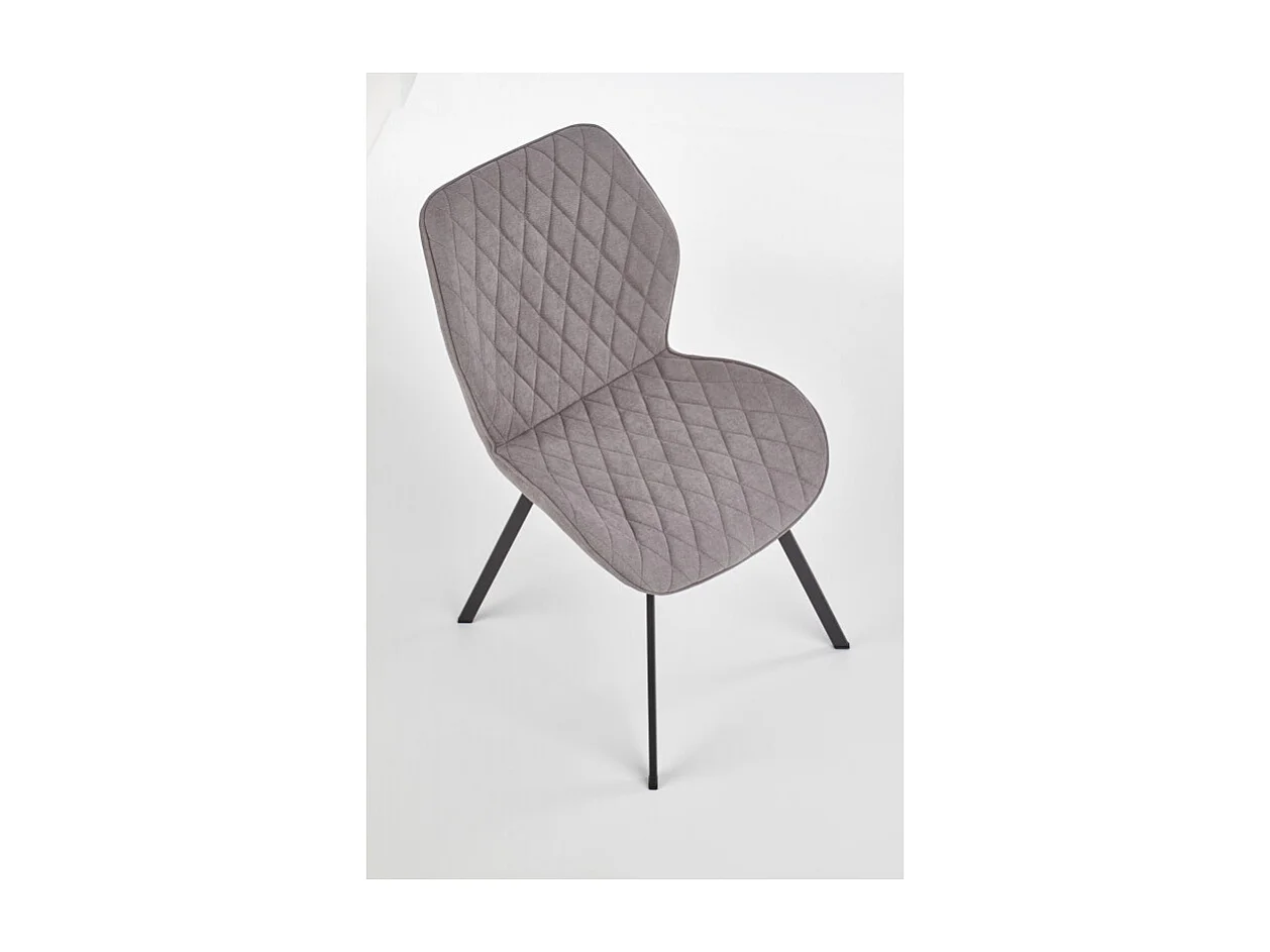Chaise de salle à manger en tissu gris avec pieds en acier noir Pilot
