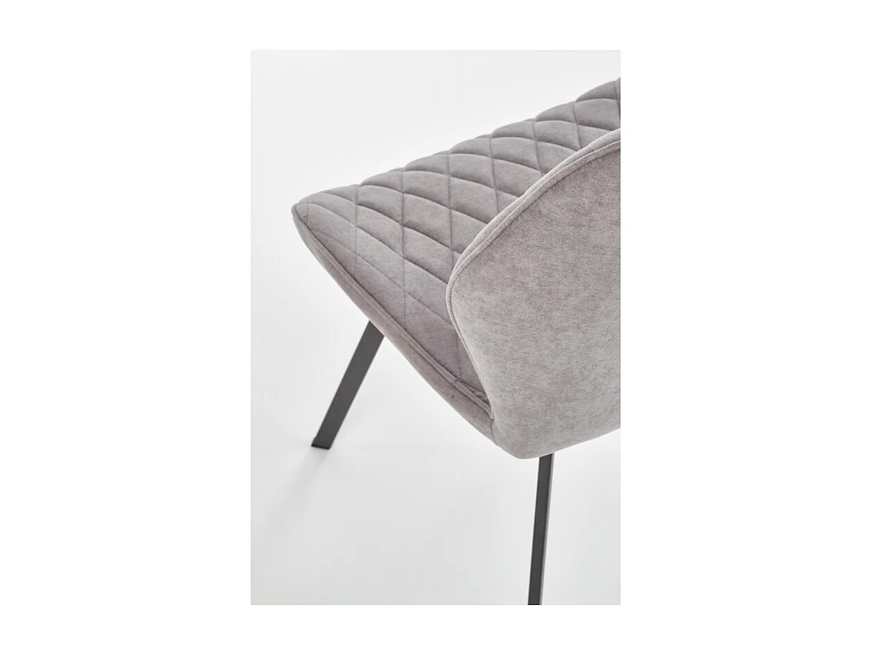 Chaise de salle à manger en tissu gris avec pieds en acier noir Pilot