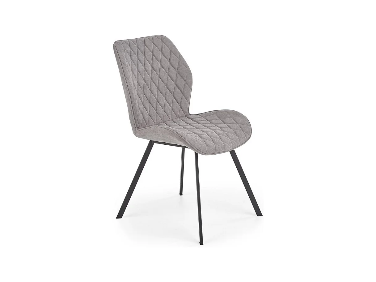 Silla de comedor de tela gris con patas de acero negro Pilot