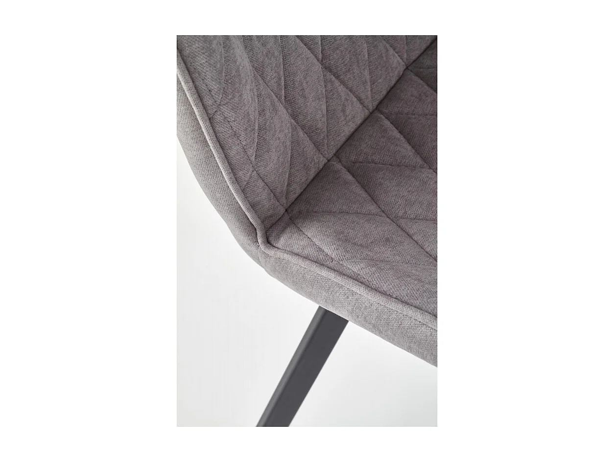 Silla de comedor de tela gris con patas de acero negro Pilot