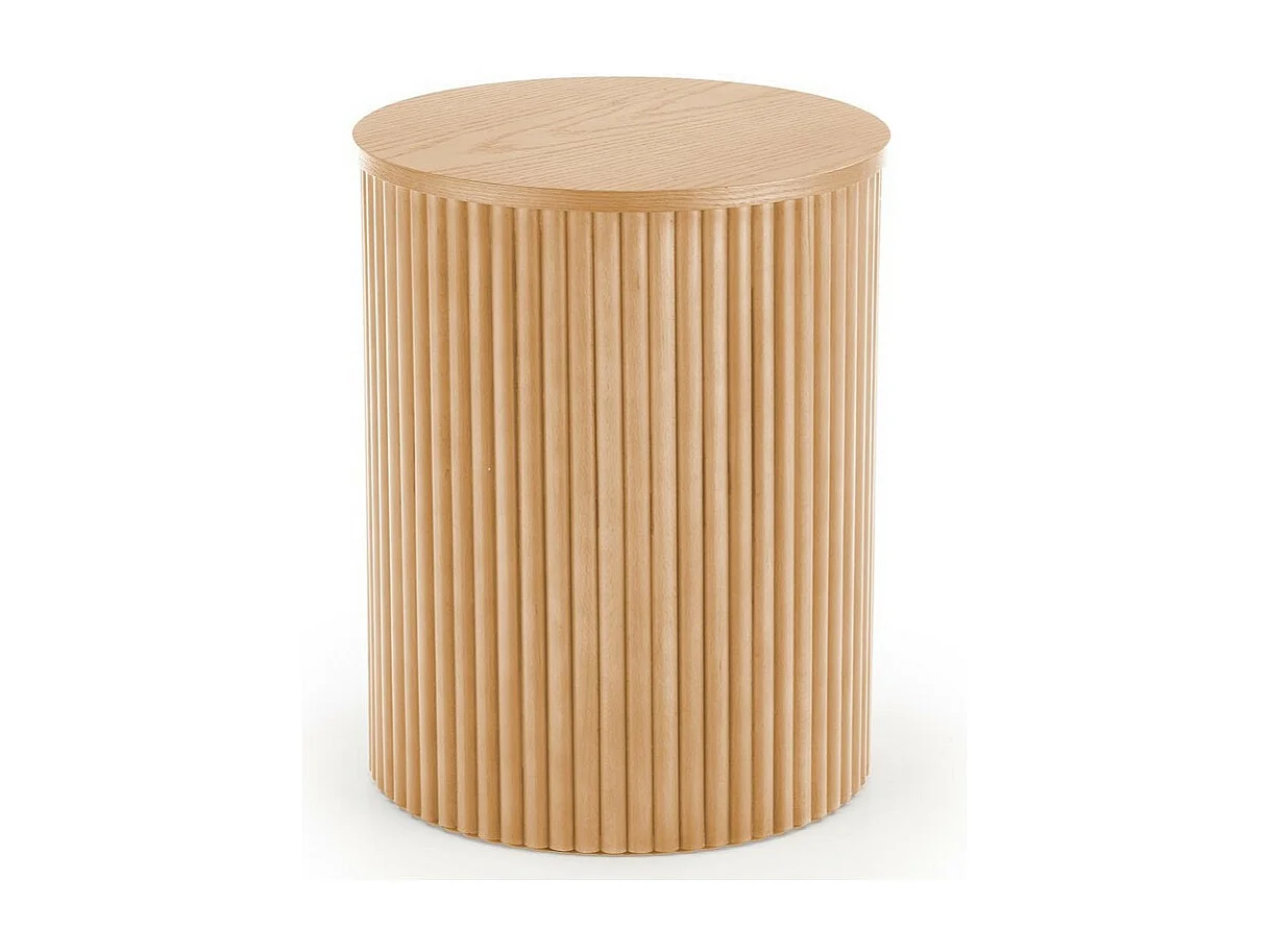 Mesa auxiliar redonda con chapa de madera maciza MOLENE