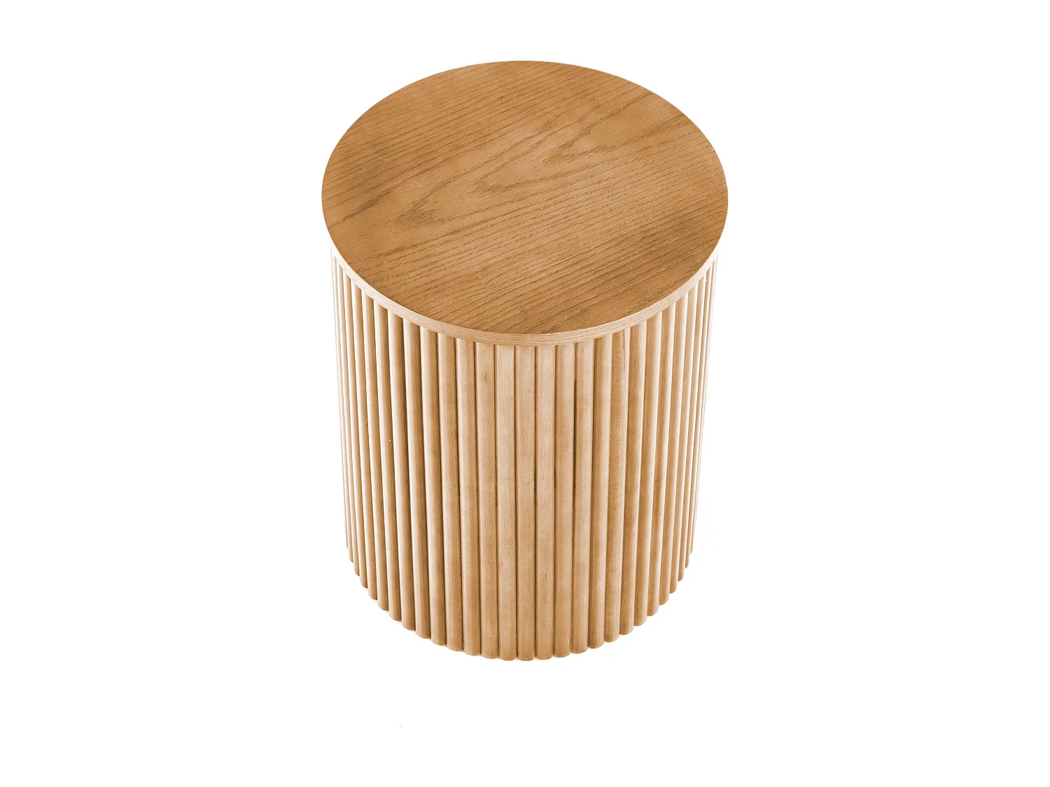 Mesa auxiliar redonda con chapa de madera maciza MOLENE