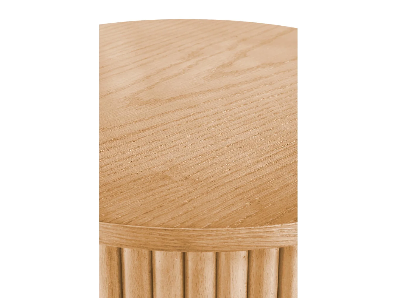 Mesa auxiliar redonda con chapa de madera maciza MOLENE