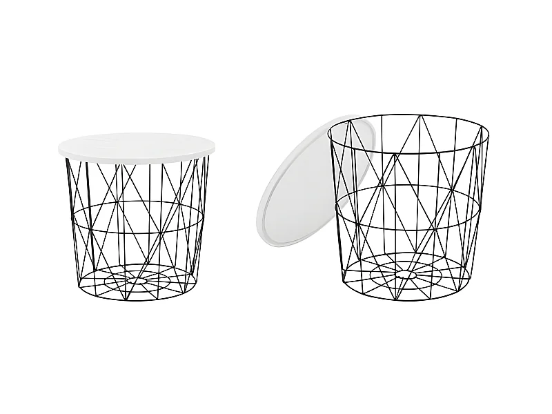 Tavolino Marcel in metallo e cestino nero 42 cm