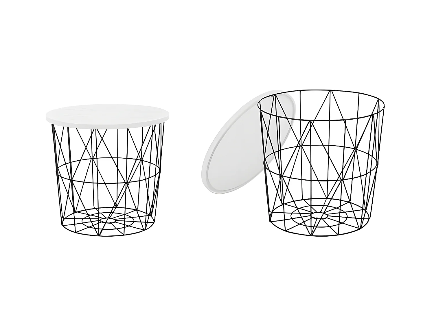 Tavolino Marcel in metallo e cestino nero 42 cm