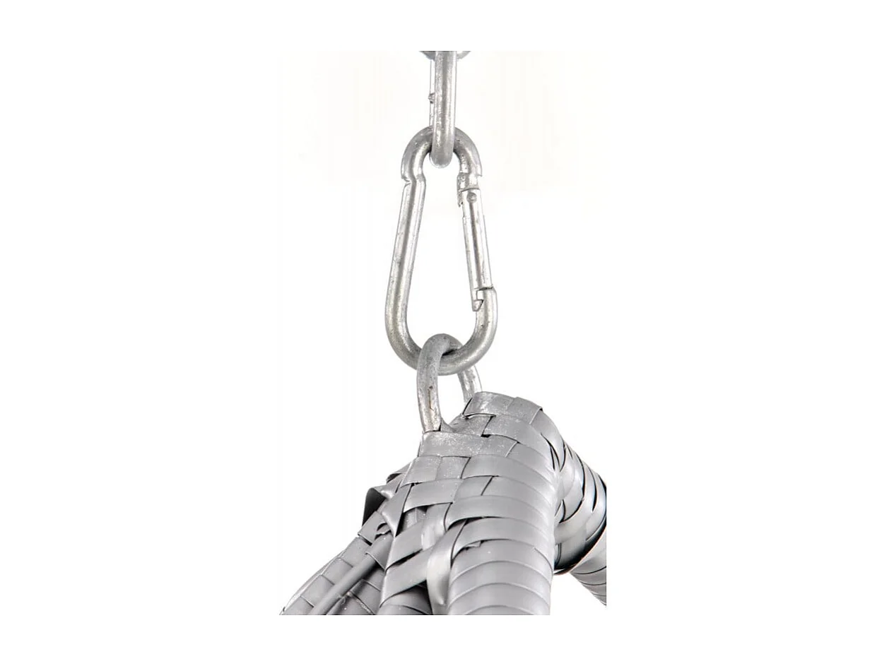 Sedia a uovo sospesa nera e grigia in rattan sintetico e metallo EGG