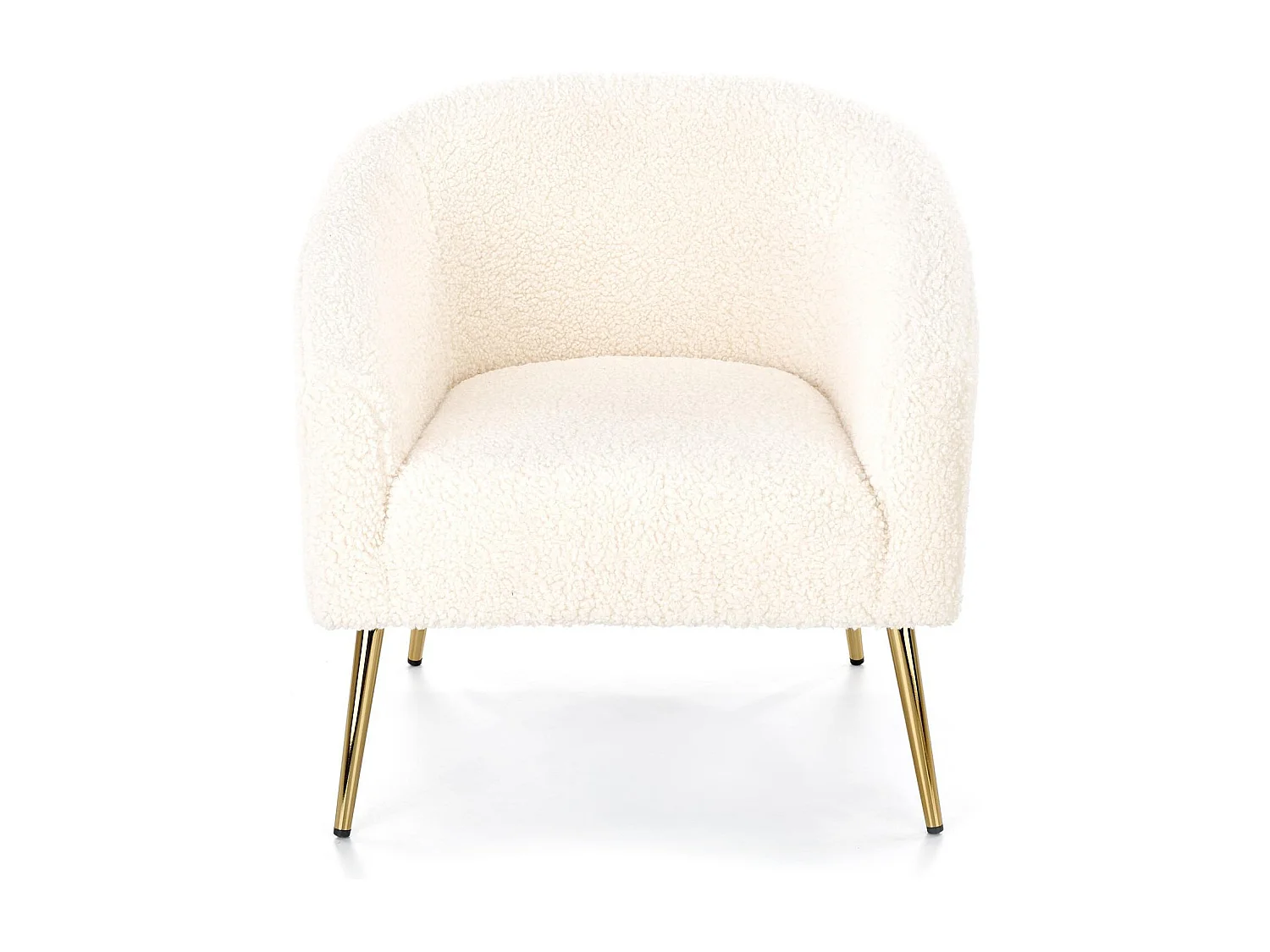 Fauteuil en tissu bouclé avec pieds en métal doré ARMELLE