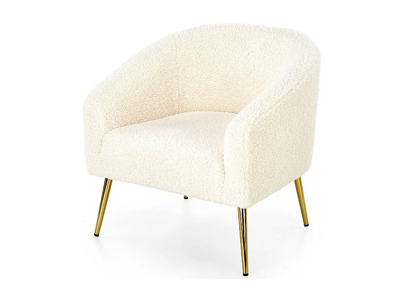 Sillón de tela rizada con patas de metal dorado ARMELLE