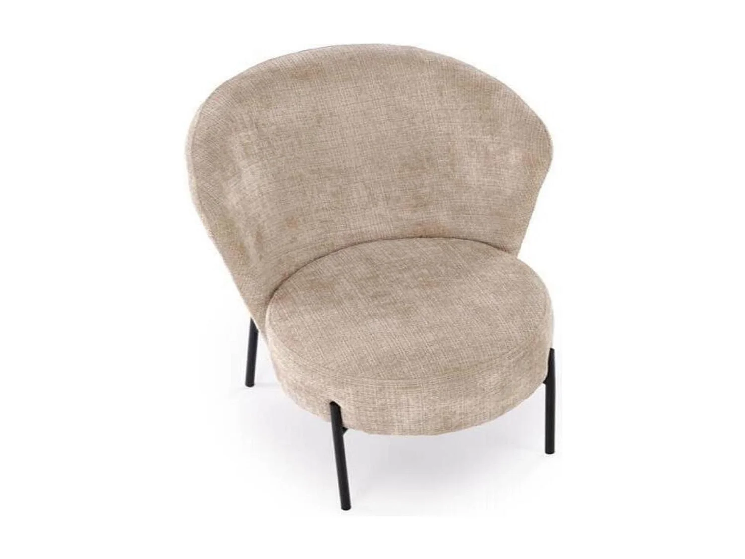 Fauteuil tissu beige et pied en métal noir TOBBY