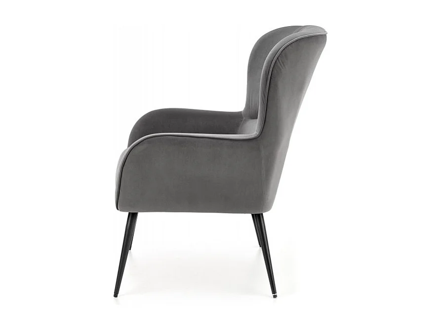 Fauteuil tissu beige et pied en métal noir TOBBY