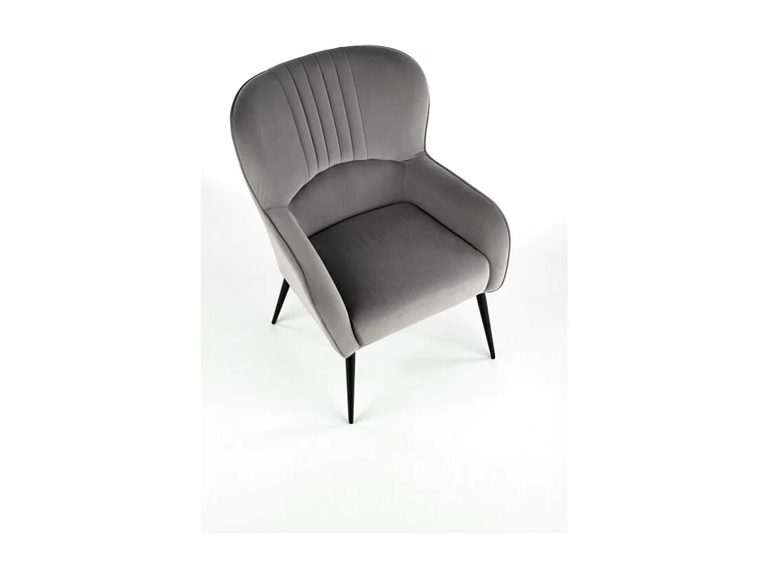 Fauteuil tissu beige et pied en métal noir TOBBY