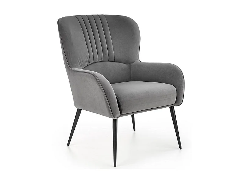 Fauteuil tissu beige et pied en métal noir TOBBY