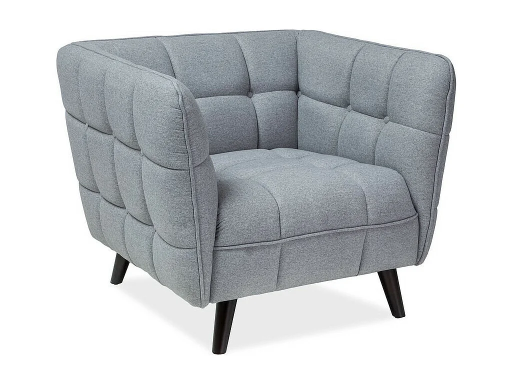 Fauteuil design carré capitonné velours gris Compi