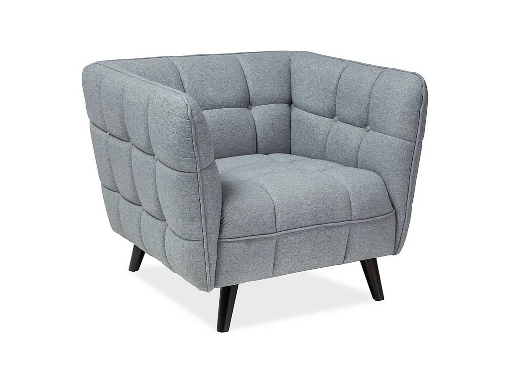 Fauteuil design carré capitonné velours gris Compi