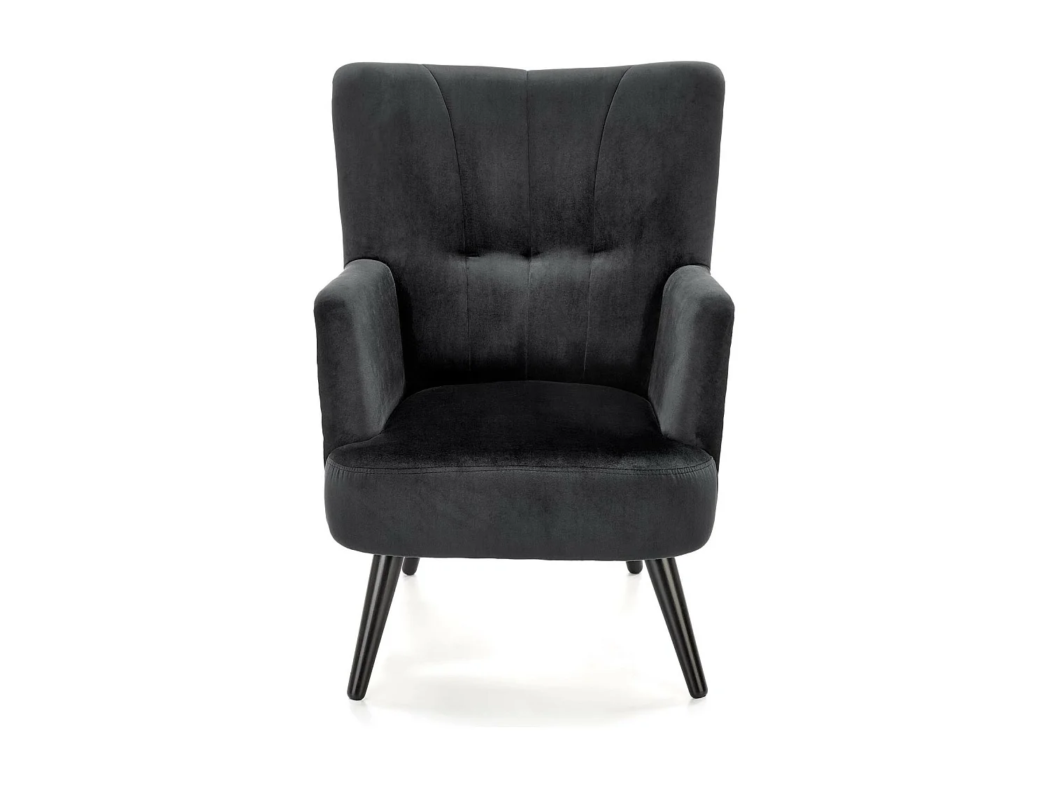 Sedia lounge in velluto nero con schienale stampato FLORAEL