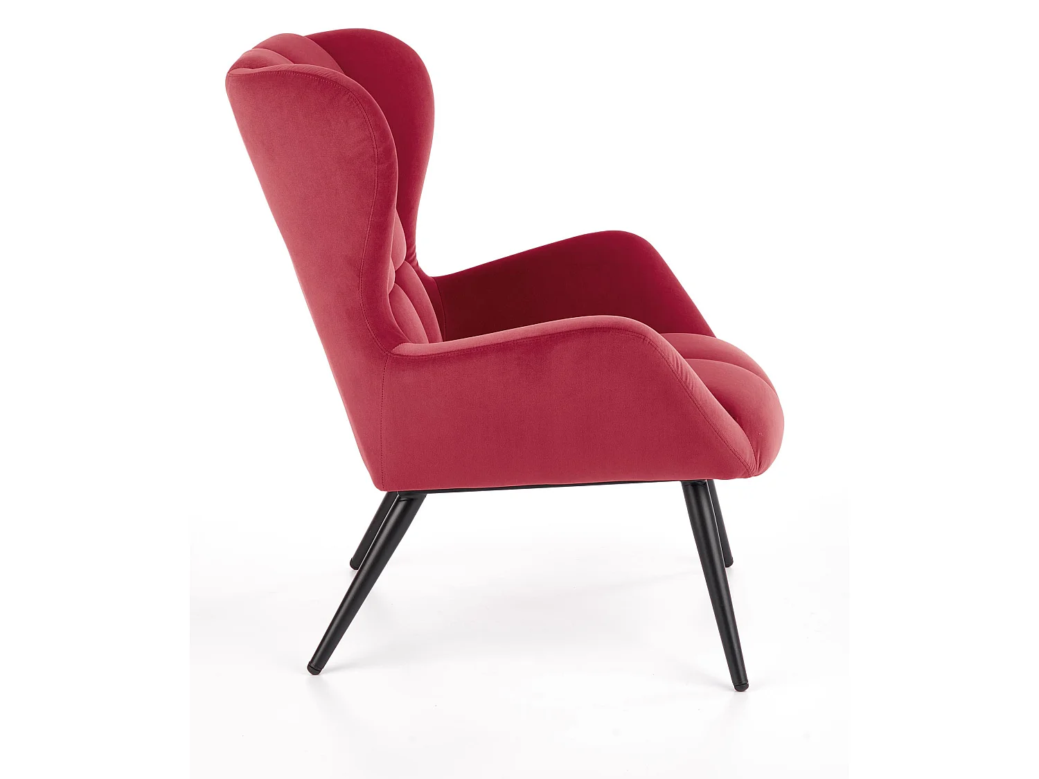 Fauteuil contemporain en velours bordeaux GLASGOW